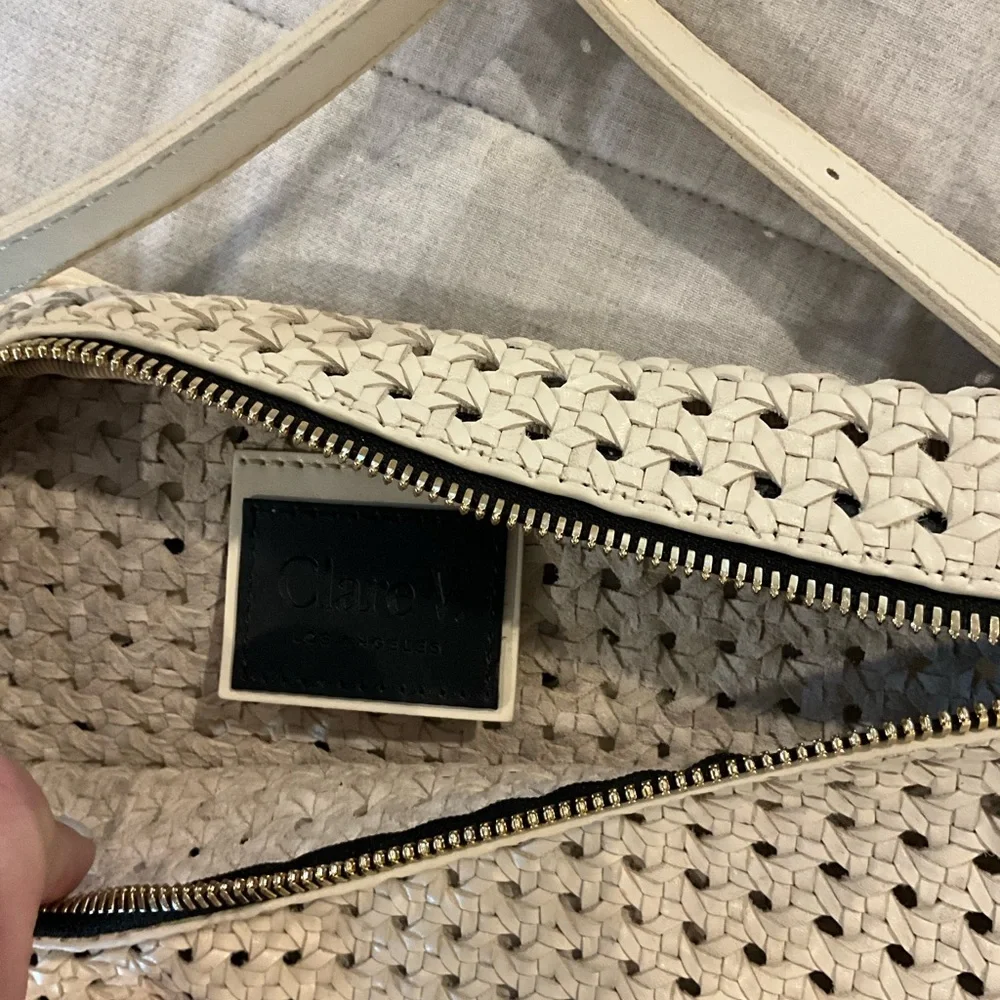 Clare V Cream Woven Crossbody Belt Bag with Zip Pocket - Picture 4 of 4